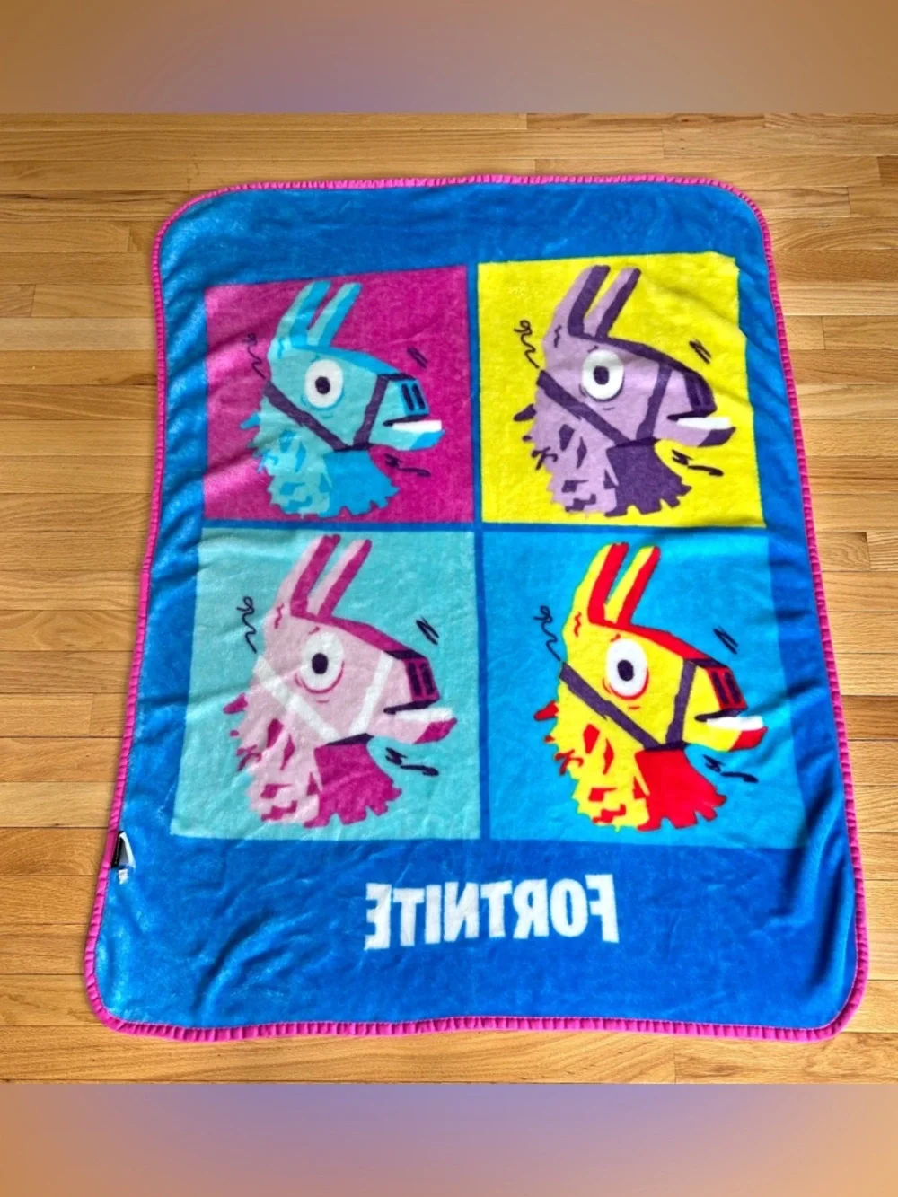 Fortnite Loot Llama Silky Soft Throw Blanket Kids Blue Pink Pop Art